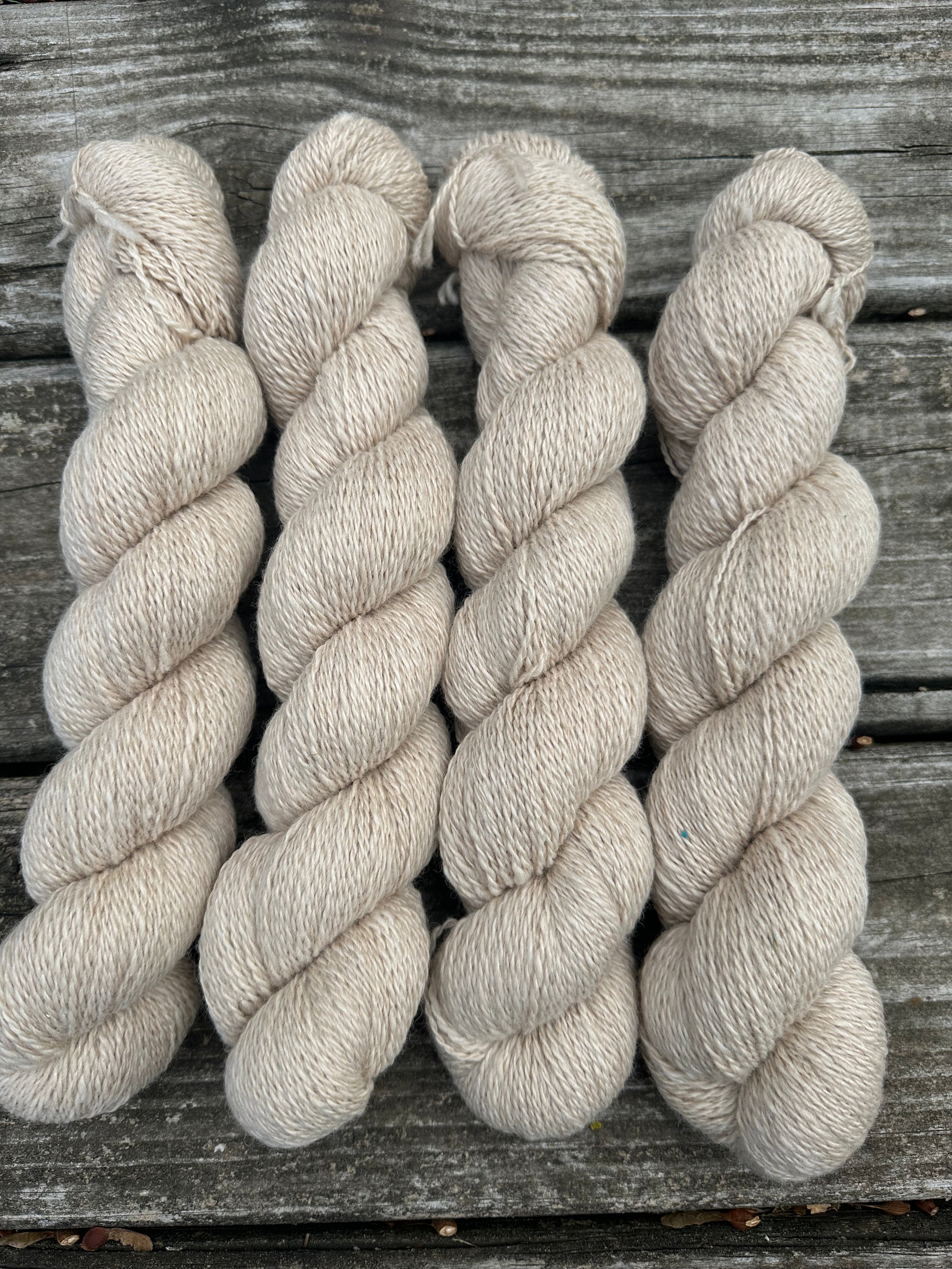 400 yd of fingering weight 100% USA Alpaca, Natural Color,  undyed