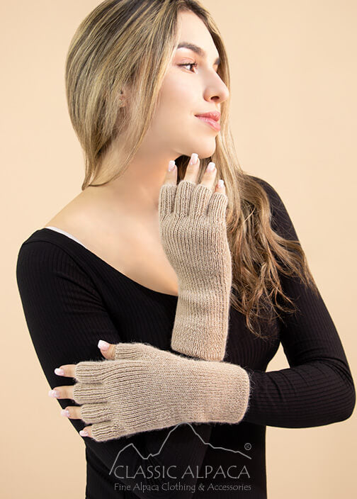 Classic Alpaca Women's Alpaca Half Finger Gloves image 0