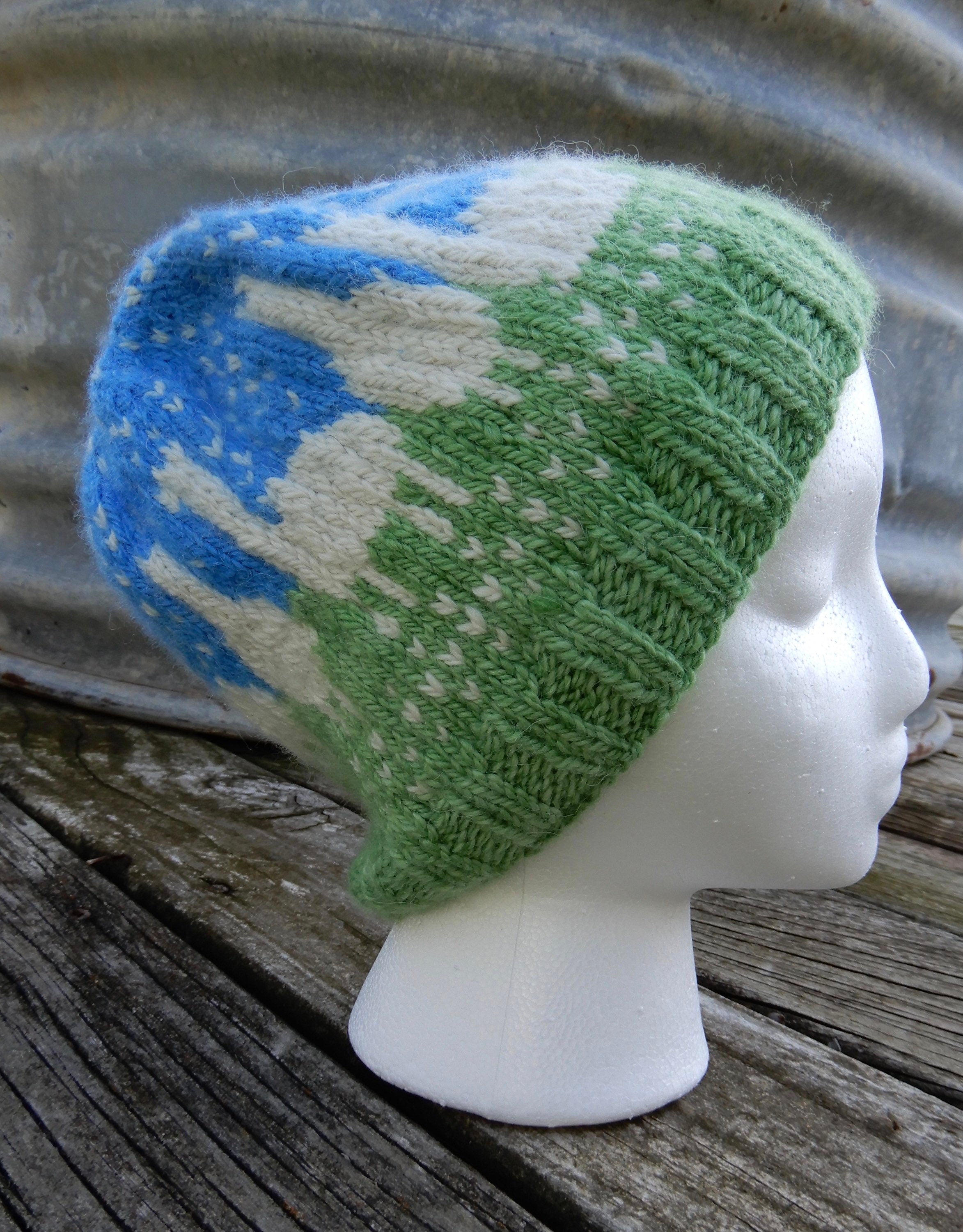 100% USA Alpaca/Llama Fair Isle Hat kit - Knitting pattern and yarn. Choice of colorway.. Natural fiber