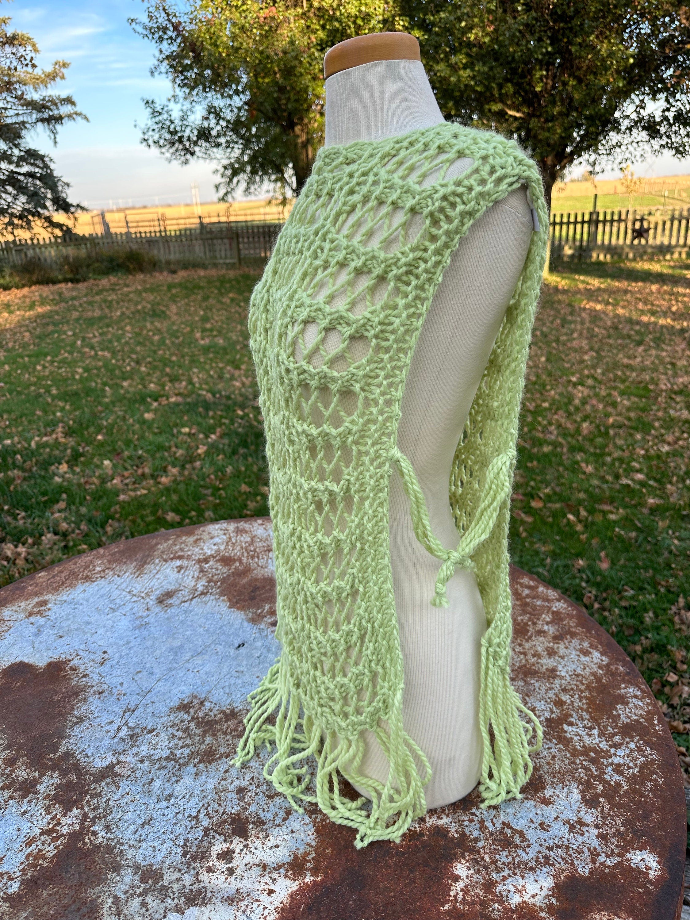 Hand knit alpaca poncho/vest. One size fits all.