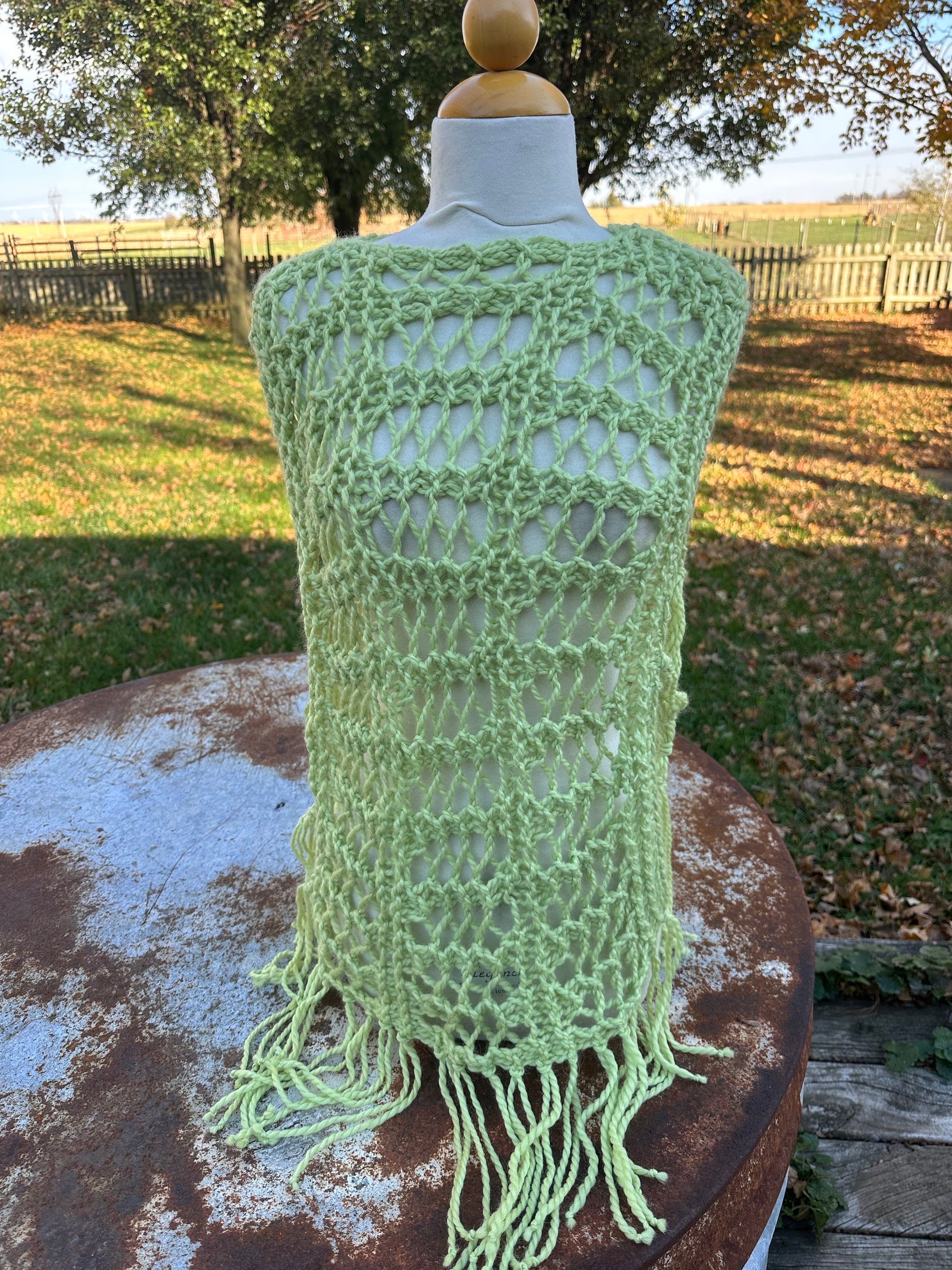 Hand knit alpaca poncho/vest. One size fits all.