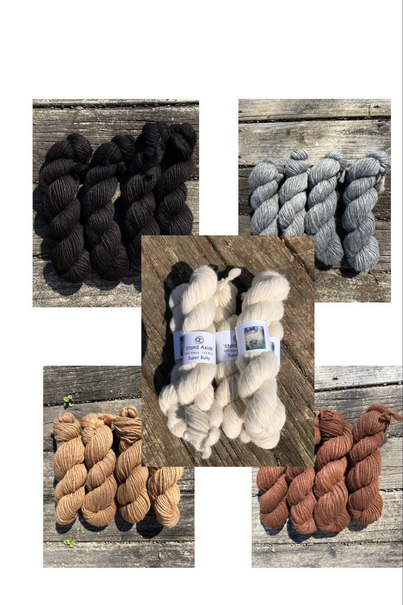 Super Bulky 100% USA Alpaca Lopi style yarn, 80 or 100 yd, 1 ply, from our alpacas. Natural Color,  undyed