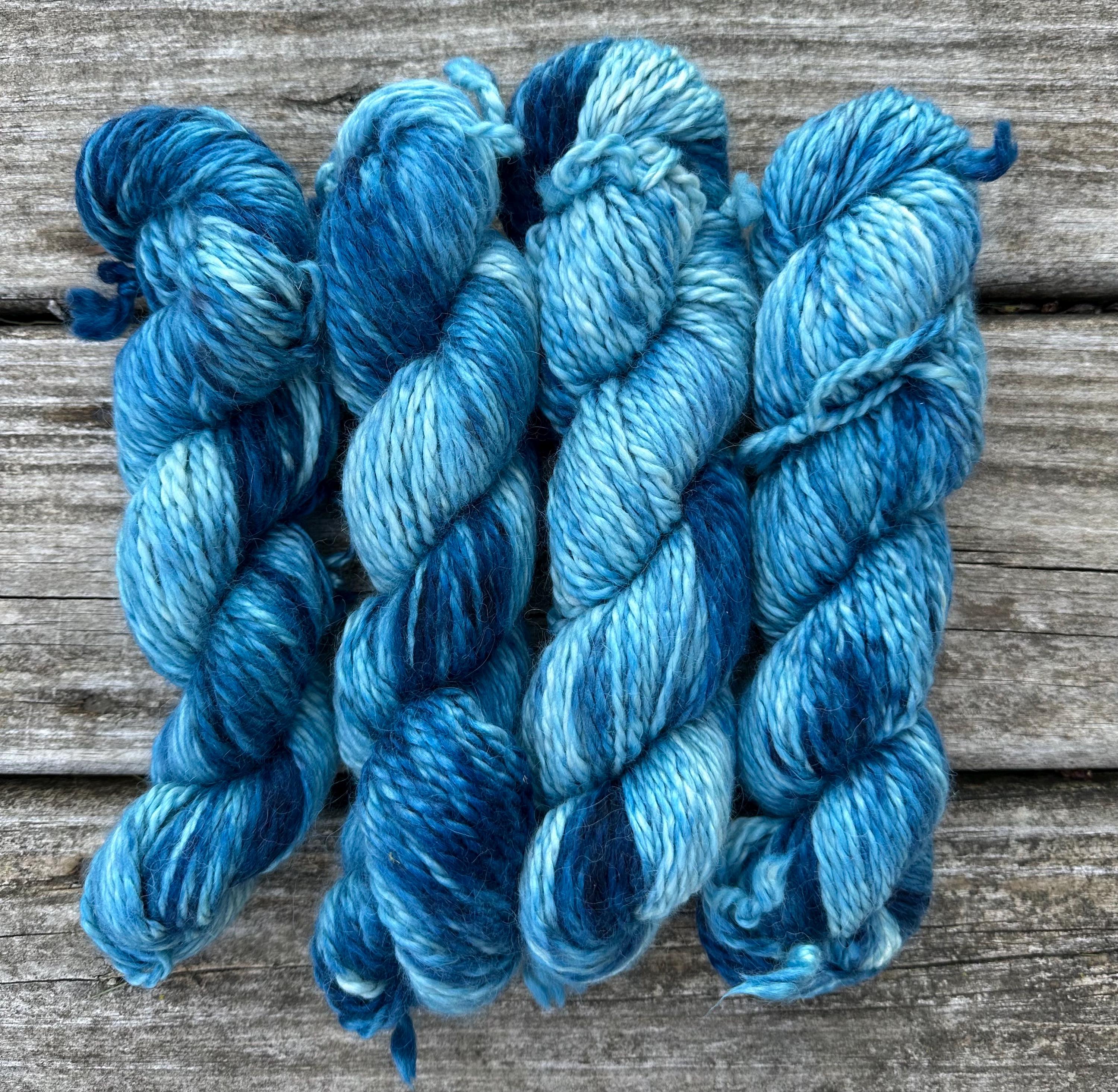 Hand dyed 100%  alpaca yarn. Imported yarn hand dyed by me. 109 yards.