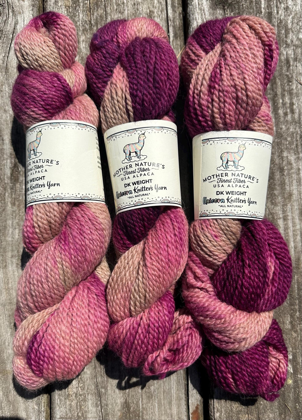 200 yards DK Variegated Alpaca/Merino Yarn.