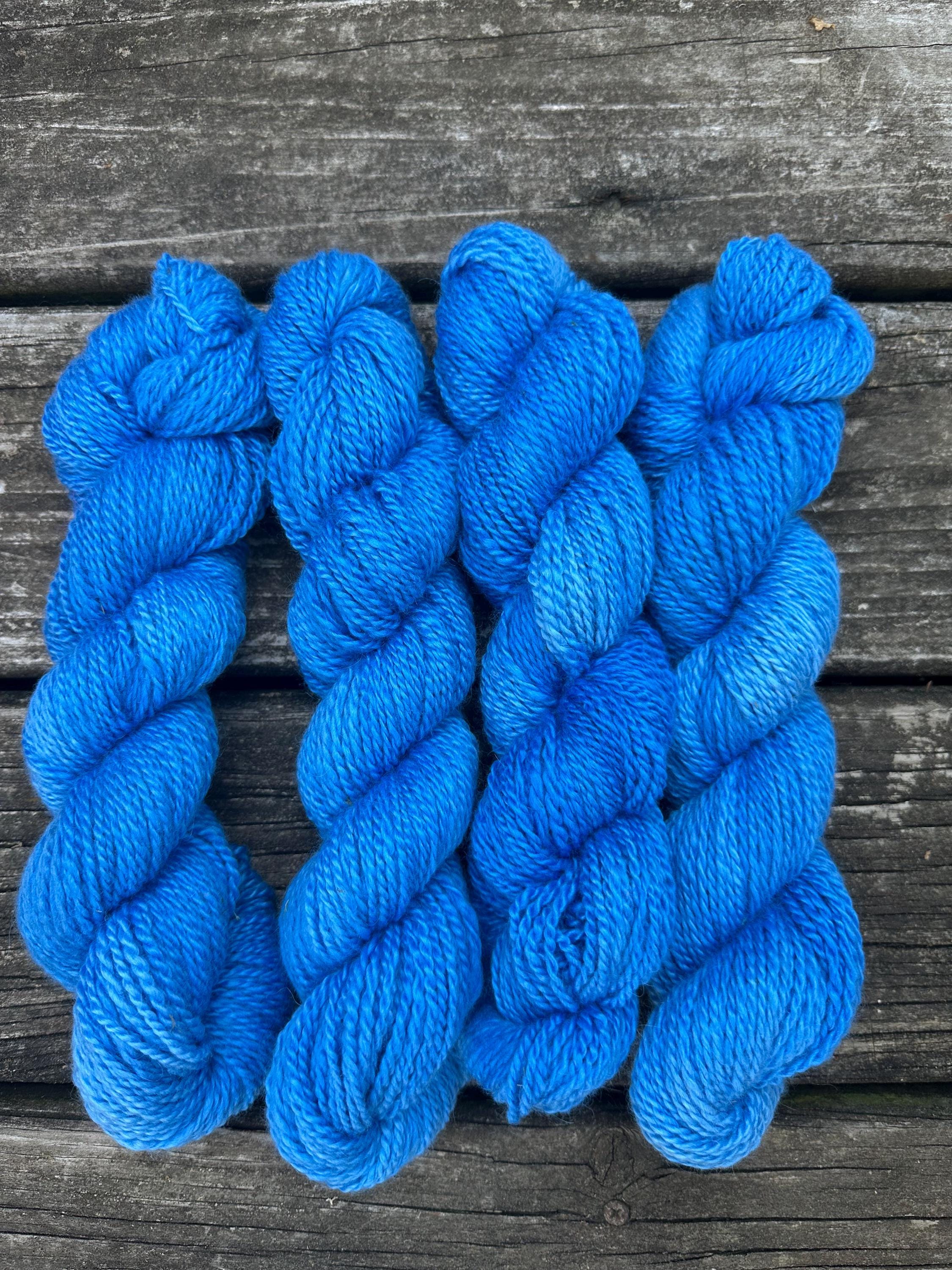 150 yd of Worsted weight 100%  American Alpaca yarn, 2 ply, from our alpacas. Hand dyed.