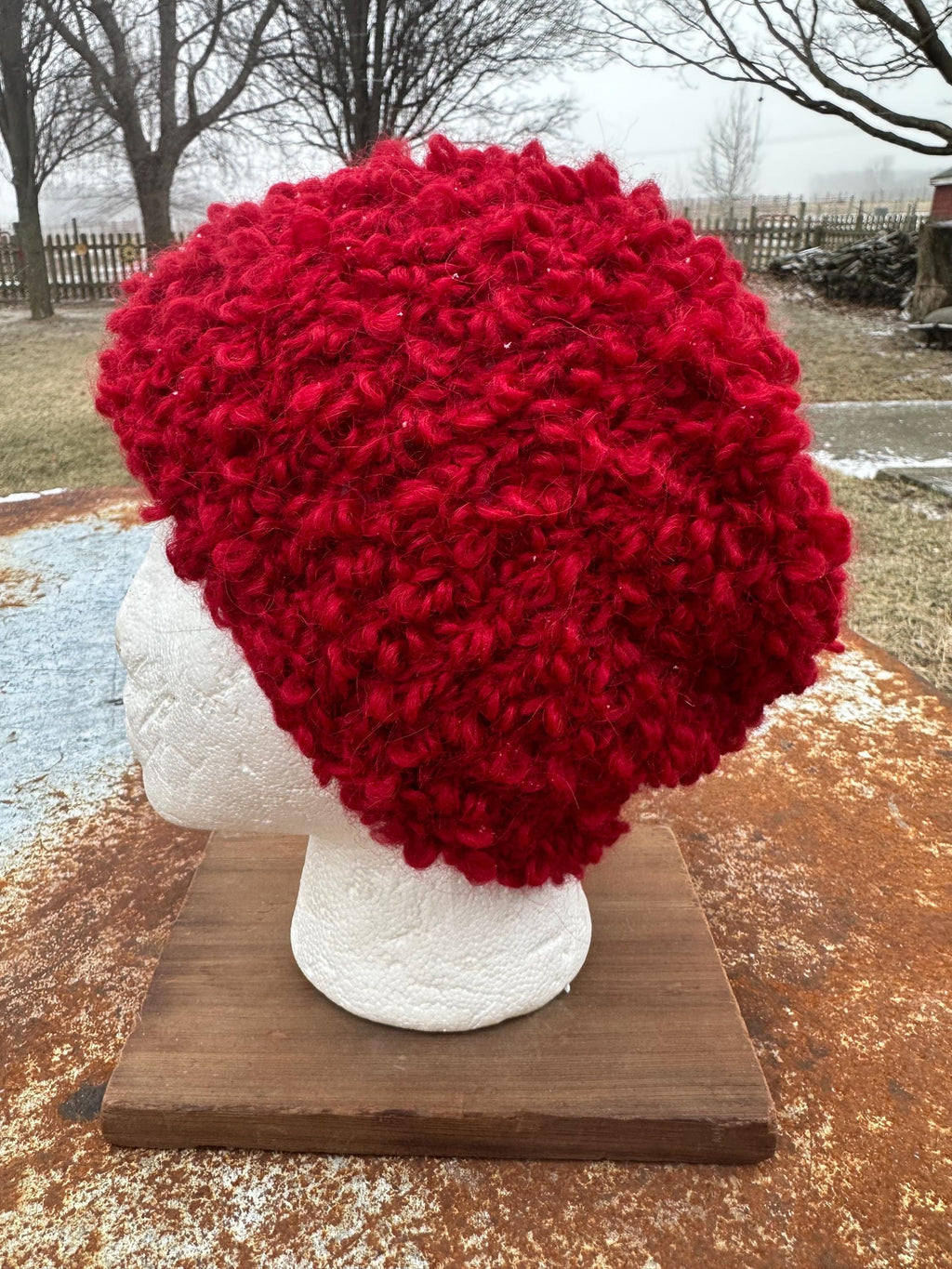 Alpaca  textured hat. Hand knit.