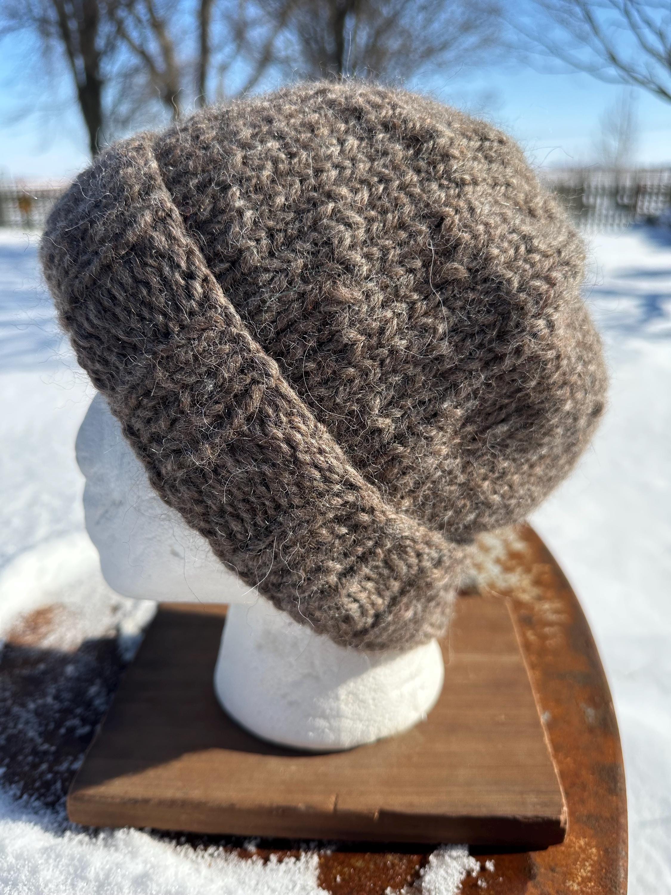 Chunky 100% Alpaca, hand knit winter hat, hand knit.