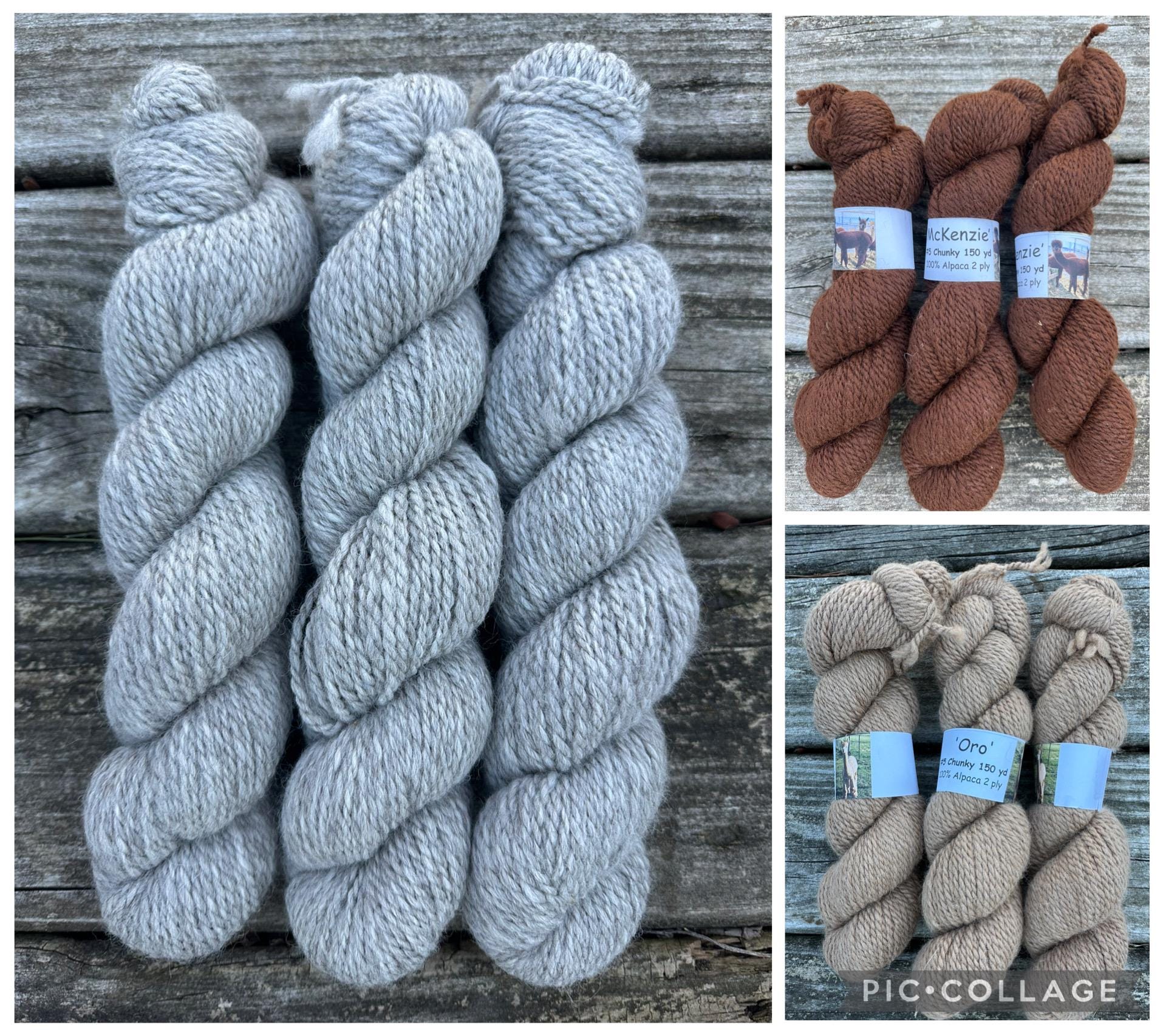 150 yd of Chunky Pure  American Alpaca yarn, 2 ply, from our alpacas,  Natural Color,