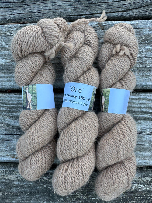 150 yd of Chunky Pure  American Alpaca yarn, 2 ply, from our alpacas,  Natural Color,