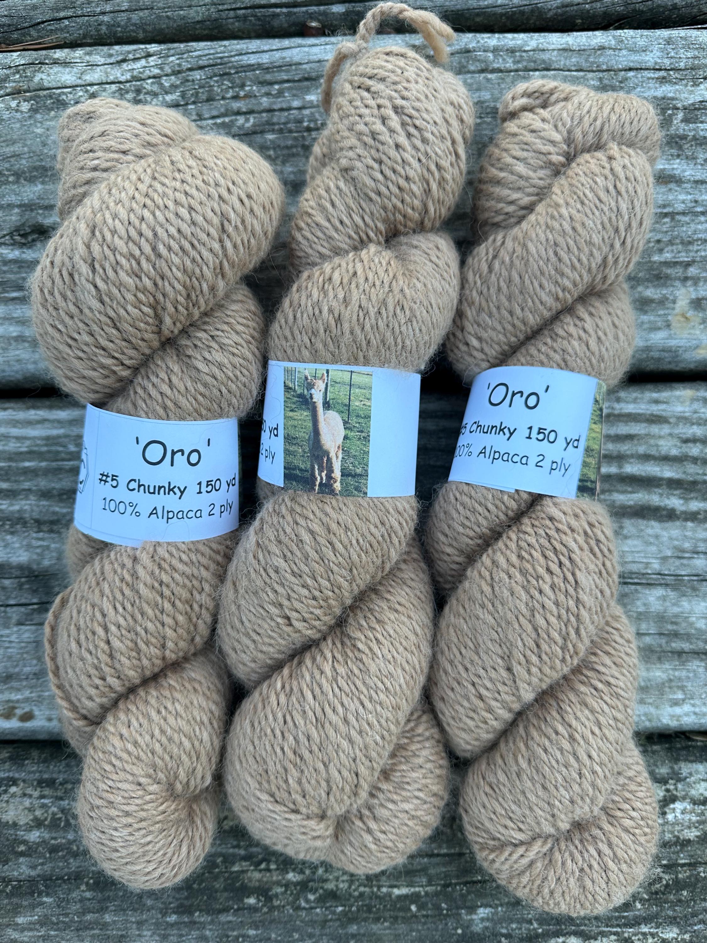 150 yd of Chunky Pure  American Alpaca yarn, 2 ply, from our alpacas,  Natural Color,