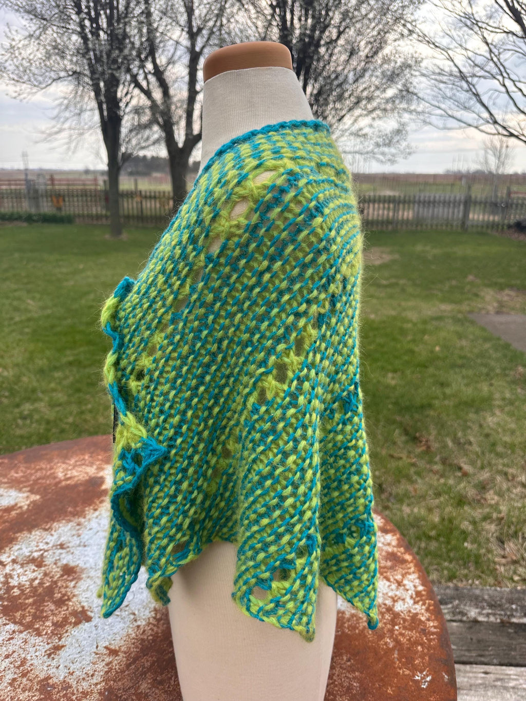 Hand knit Alpaca shawl. Luxury.
