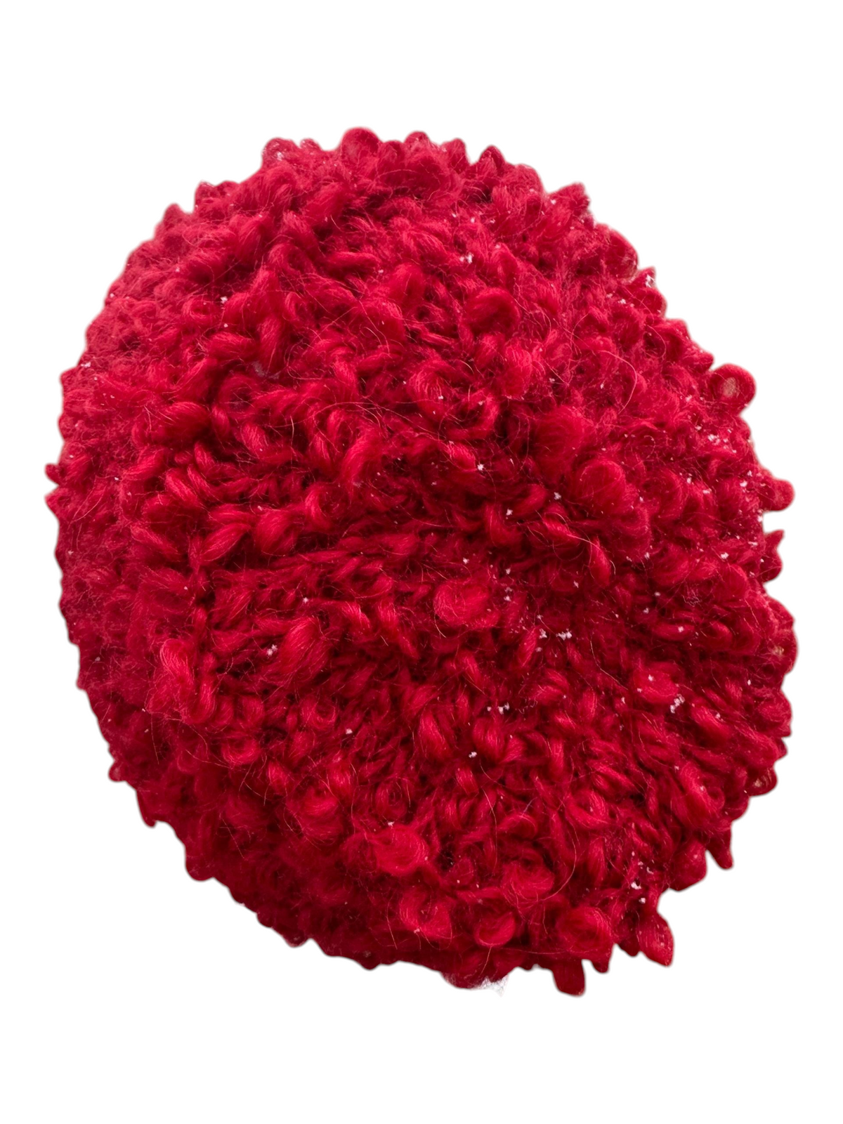 Oak Crest Alpacas and More hand-knit red textured alpaca wool blend hat for cozy winter warmth