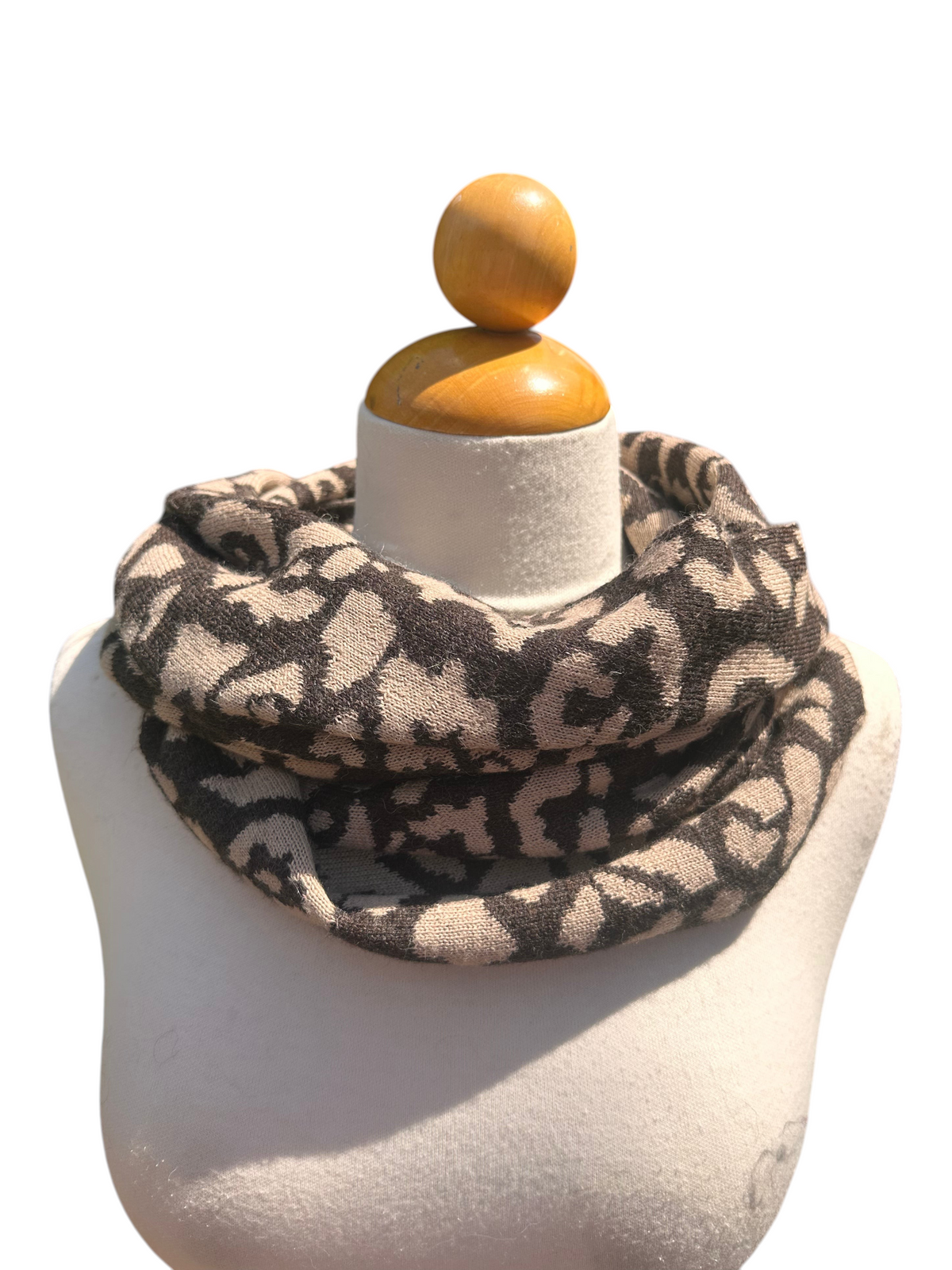 Oak Crest Alpacas and More reversible animal print cowl scarf made from 100% superfine alpaca wool.