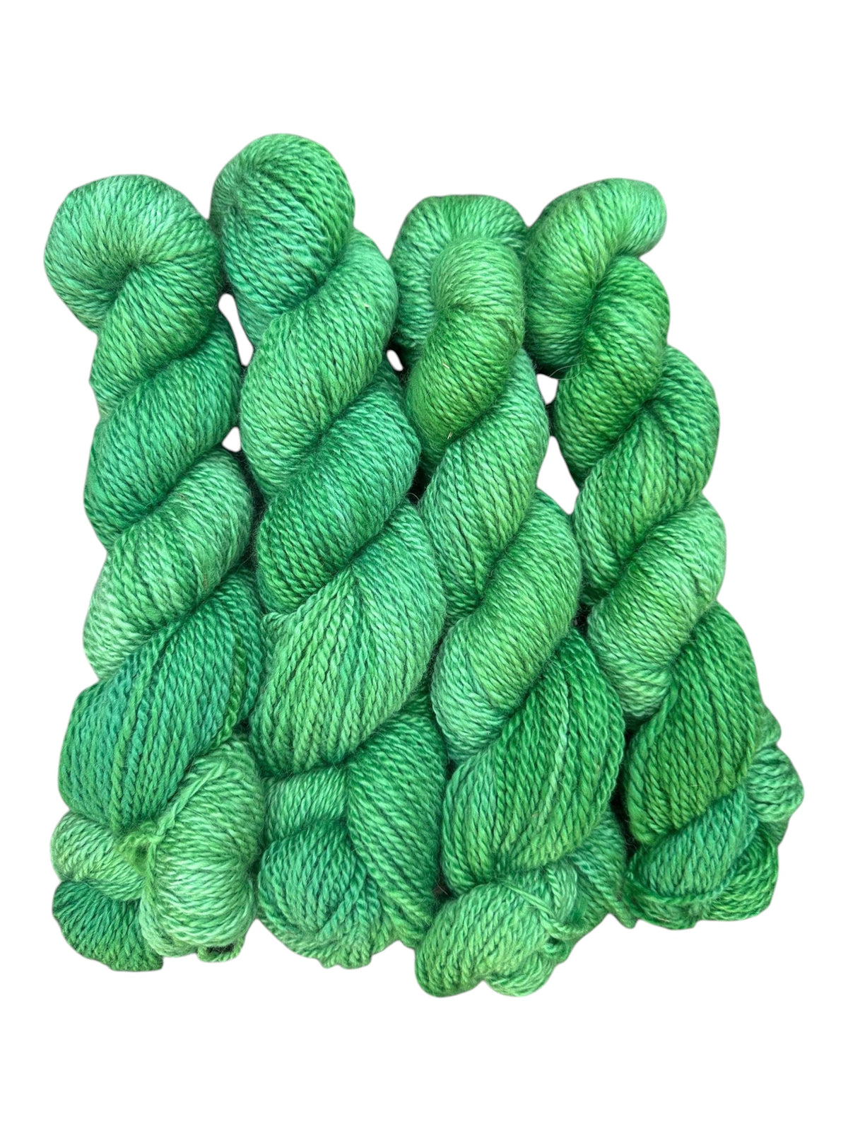 Oak Crest Alpacas and More hand dyed green worsted weight 100% alpaca yarn skeins