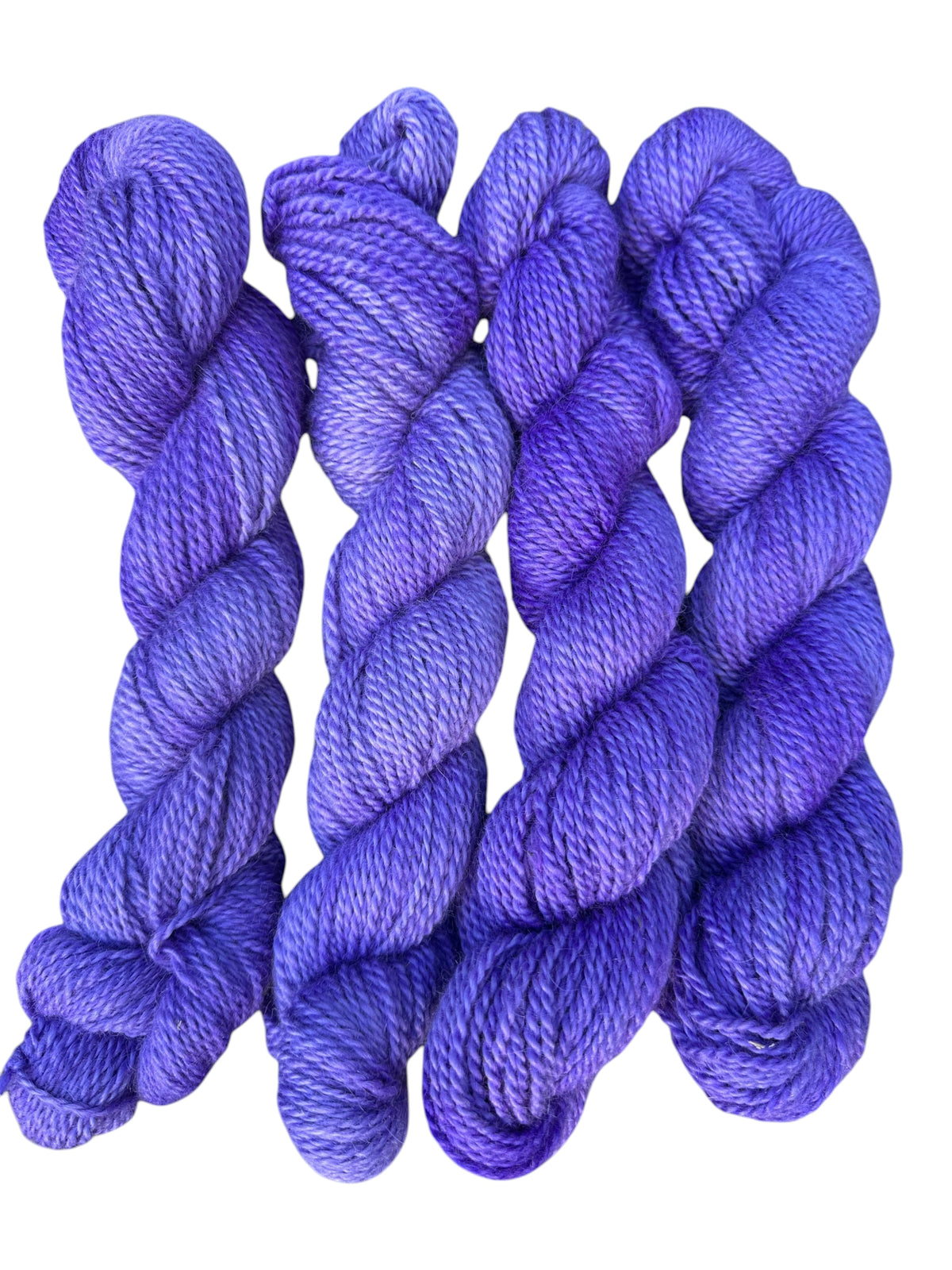 Oak Crest Alpacas and More hand-dyed purple worsted weight 100% American alpaca yarn skeins