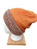 Oak Crest Alpacas and More reversible double knit orange and multi-colored alpaca blend slouchy beanie hat