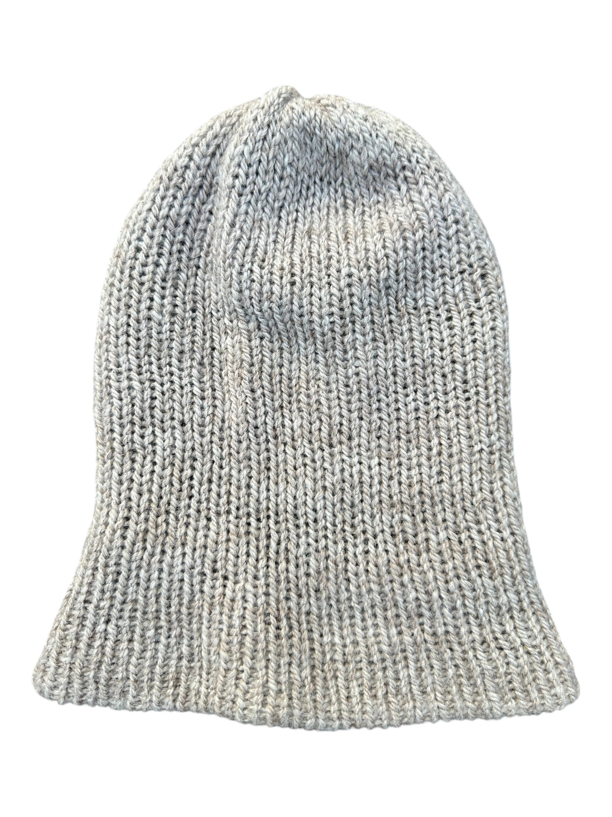 Oak Crest Alpacas and More reversible double knit alpaca hat in a heathered rose gray oatmeal color