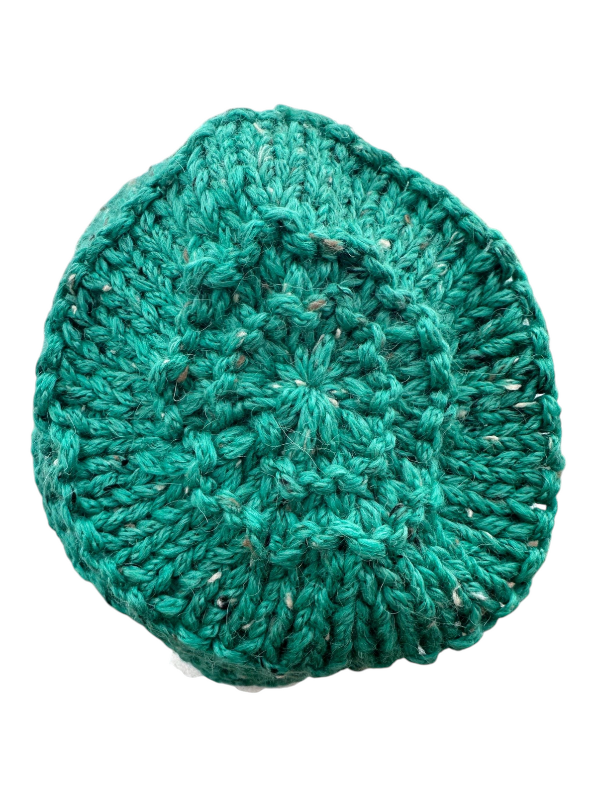 Oak Crest Alpacas and More chunky knit hat in teal alpaca wool blend with a textured handmade crochet pattern